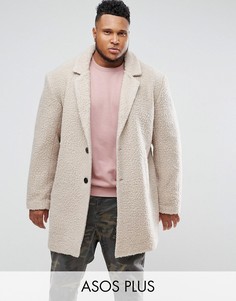 Светло-бежевое свободное пальто из искусственного меха ASOS PLUS-Бежевый
