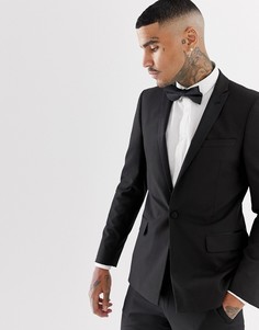 Черный пиджак-смокинг с атласными лацканами ASOS DESIGN