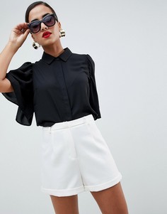 Укороченная блузка с расклешенными рукавами ASOS DESIGN-Черный