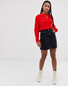 Черная выбеленная джинсовая мини-юбка ASOS DESIGN-Черный