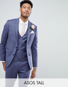 Темно-синий узкий пиджак из 100% мериносовой шерсти ASOS TALL WEDDING