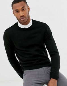 Черный трикотажный джемпер с круглым вырезом ASOS DESIGN