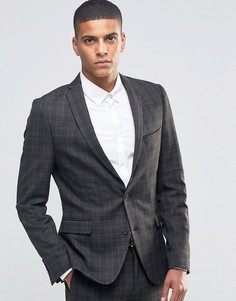 Облегающий блейзер в клетку Selected Homme-Коричневый