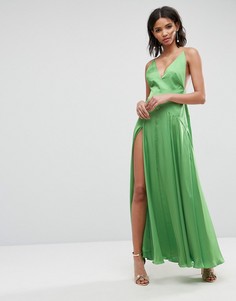 Платье макси на бретельках с разрезом ASOS ULTIMATE-Мульти