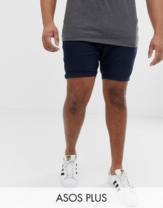 Темно-синие шорты чиносы скинни ASOS PLUS-Темно-синий