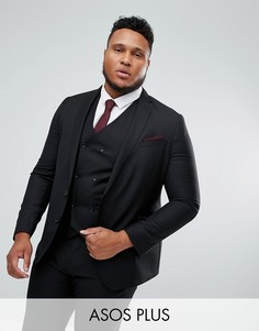 Узкий черный пиджак из 100% шерсти ASOS PLUS