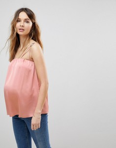 Топ на тонких бретельках с кольцами ASOS Maternity PETITE-Розовый