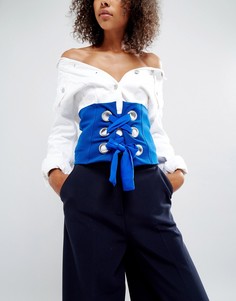 Пояс-корсет с люверсами ASOS-Синий