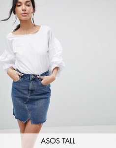 Синяя выбеленная джинсовая мини‑юбка ASOS DESIGN Tall-Синий