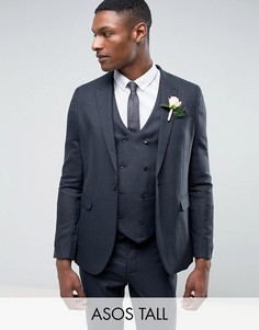 Синий фактурный пиджак скинни ASOS TALL WEDDING