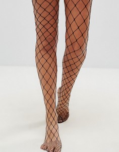 Колготки в крупную сеточку ASOS DESIGN-Черный