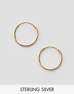Серебряные позолоченные серьги-кольца 9 мм ASOS DESIGN-Золотой