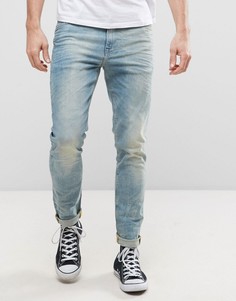 Голубые выбеленные джинсы скинни из денима плотностью 12,5 унц ASOS DESIGN-Синий