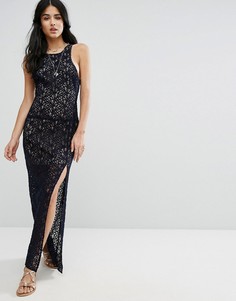 Кружевное платье макси для вечеринок Free People-Темно-синий