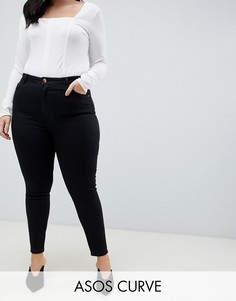 Черные облегающие джинсы с завышенной талией ASOS DESIGN Curve - Ridley-Черный