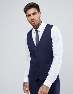Темно-синий приталенный жилет ASOS DESIGN