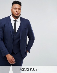 Темно-синий приталенный пиджак ASOS DESIGN Plus