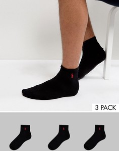 3 пары черных спортивных носков Polo Ralph Lauren-Черный