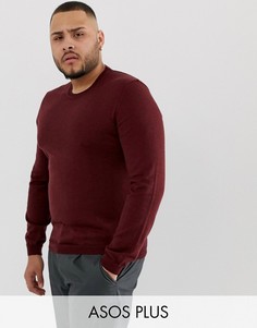 Бордовый джемпер из мериносовой шерсти ASOS PLUS-Красный