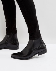 Черные ботинки челси из искусственной кожи с молниями ASOS DESIGN-Черный