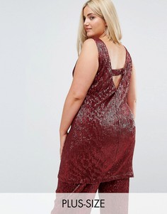 Платье-футляр с пайетками и V-образным вырезом на спине Elvi-Красный