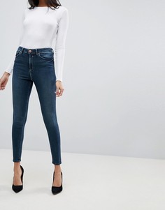 Синие состаренные джинсы скинни с завышенной талией ASOS DESIGN Ridley-Синий