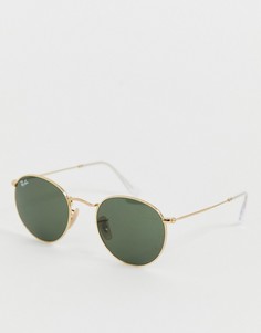 Солнцезащитные очки в круглой металлической оправе Ray-Ban 0rb3447-Золотой