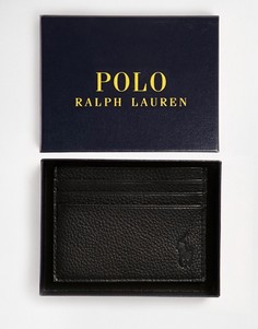 Черная кожаная визитница Polo Ralph Lauren-Черный