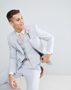 Приталенный пиджак холодного серого цвета с прямым краем ASOS DESIGN wedding-Серый