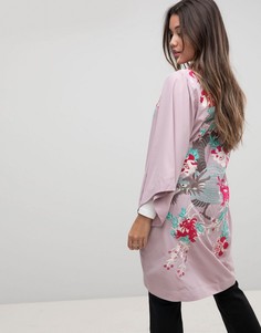 Легкое пальто-кимоно с вышивкой ASOS Premium-Фиолетовый
