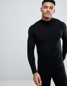 Черный обтягивающий свитер ASOS DESIGN