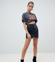 Черная выбеленная джинсовая мини‑юбка ASOS DESIGN Petite-Черный