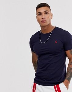 Темно-синяя футболка с круглым вырезом Polo Ralph Lauren-Темно-синий