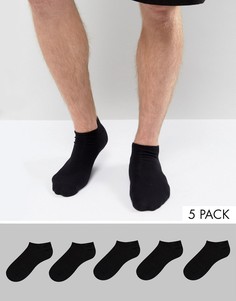 5 пары черных спортивных носков ASOS DESIGN-Черный