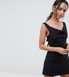 Платье мини со свободным воротом ASOS PETITE-Черный