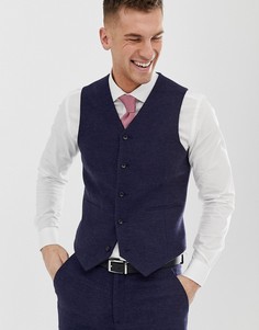 Синий облегающий жилет в мелкую клетку ASOS DESIGN wedding