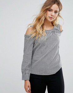 Топ в клеточку с вырезами на плечах Only-Мульти