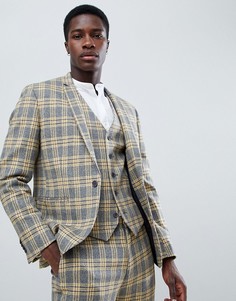 Облегающий пиджак в клетку ASOS DESIGN-Желтый