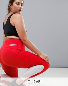 Спортивные леггинсы с сетчатой вставкой и молнией ASOS 4505 Curve premium-Красный