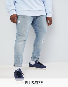 Светлые супероблегающие джинсы с потертостями ASOS DESIGN Plus-Синий