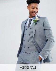 Синий фактурный пиджак зауженного кроя ASOS DESIGN Tall Wedding