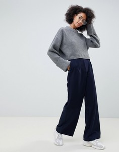 Широкие брюки с защипами ASOS DESIGN-Темно-синий