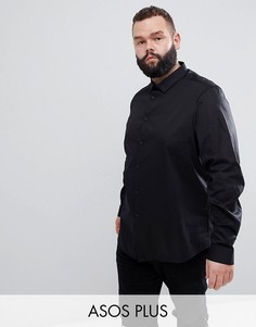 Эластичная черная рубашка классического кроя ASOS DESIGN Plus-Черный