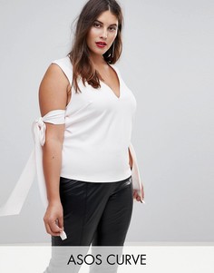 Топ с глубоким вырезом ASOS CURVE-Розовый