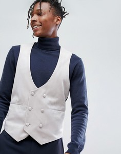 Серый приталенный бархатный жилет ASOS