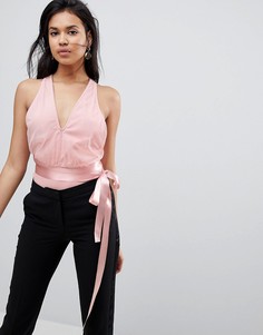 Боди из тюля с бретельками ASOS-Розовый