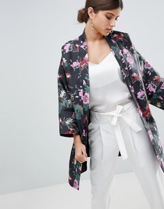 Жаккардовая куртка в стиле кимоно с цветочным принтом ASOS-Мульти