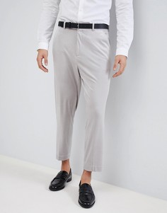 Серые зауженные бархатные брюки ASOS-Серый