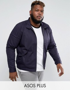 Темно-синяя куртка Харрингтон с воротником-стойкой ASOS PLUS-Темно-синий