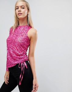 Асимметричный топ с отделкой ASOS-Розовый